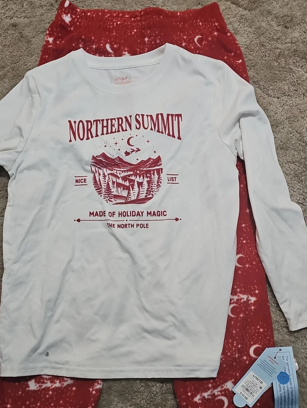 Cat & Jack White Long Sleeve 'Northern Summit' Graphic Tee with Red Print